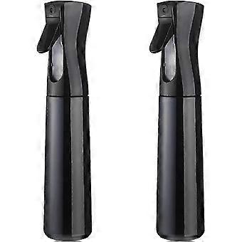 2pcs Hair Spray Bottle, Continuous Water Mister Spray Bottle Empty, Aerosol Fine Mist Curly Hair Spray Bottle 10.2oz/300ml (Black)