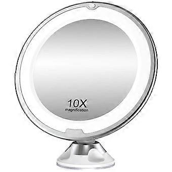Vanity mirror, fluorescent lamp, 3 light sources, 10x magnification, 30 LEDs, adjustable intensity, touch switch, 360 rotation, white