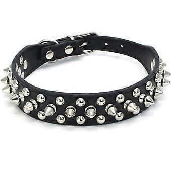Gorgeous Design Leather Dog Collar with Spikes and Studs for Daily Activities,Black,L:(Neck 16-18.5") Black L:(neck 16-18.5")