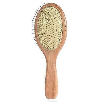 Spazzola per capelli con aghi in legno e acciaio, per massaggio del cuoio capelluto, per la salute dei capelli, in legno, per districare i capelli.
