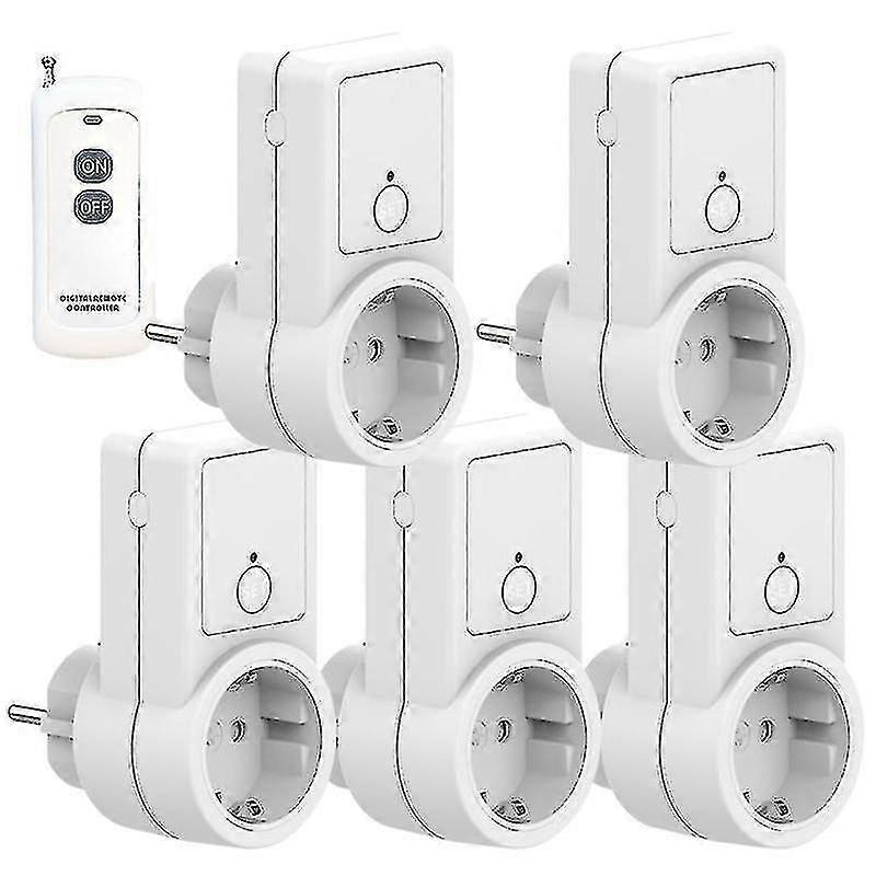 1-5x Wireless Smart Remote Control Switch Plug Socket Power Outlet Socket Eu Plug-XinHan