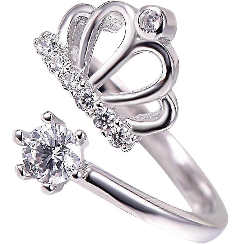Crown Ring Copper Small Adjustable Open Ring for Women 5Pcs Set