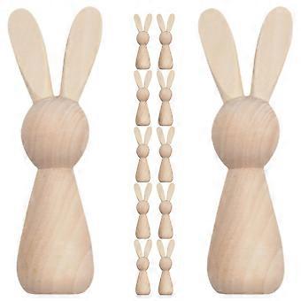 12pcs Blank Wood Rabbit Doll Figure Easter Wooden Bunny Diy Easter Diy Wood Bunny For Painting Wooden Peg Dolls Unfinished