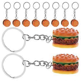 10pcs Hamburger Porte-clés Burger Porte-clés Pendentif Simulation Pendentif Alimentaire Porte-clés