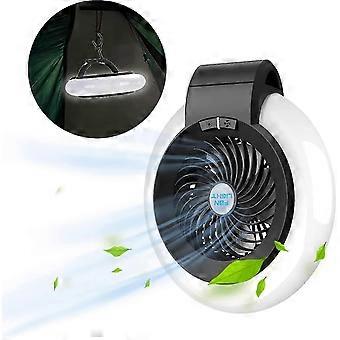 Ventilatore da campeggio, luci da campeggio a led ricaricabili USB con ventilatore e gancio appeso per campeggio, escursioni, uragano