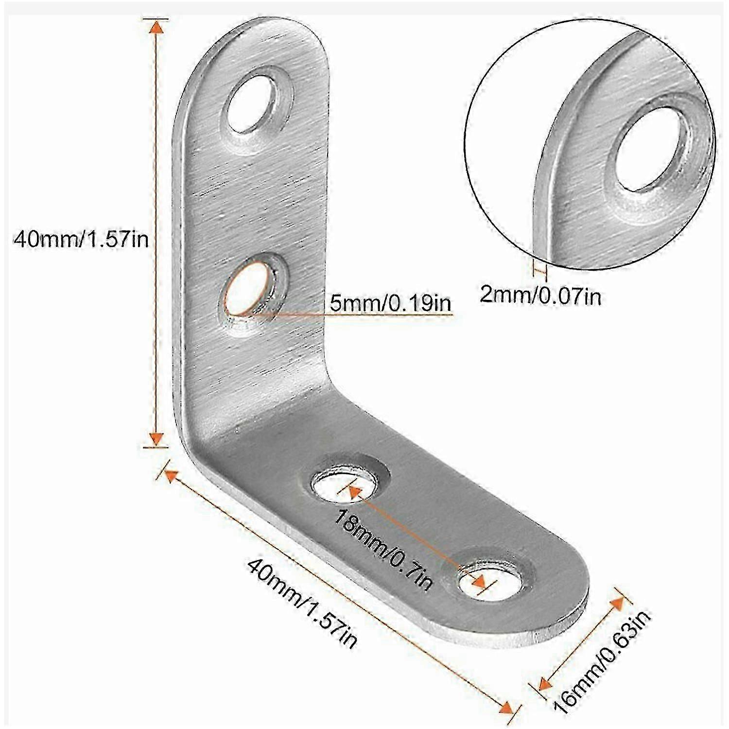 Angle code 4040mm 2mm thick without screws 20pcs stainless steel angle code L-shaped code bracket fixing parts