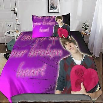 Justin-Bieber Sets Duvet Cover Pillowcases 3D Microfiber Bedding Set Bed Linen with Zipper Closure 2 Pcs Single