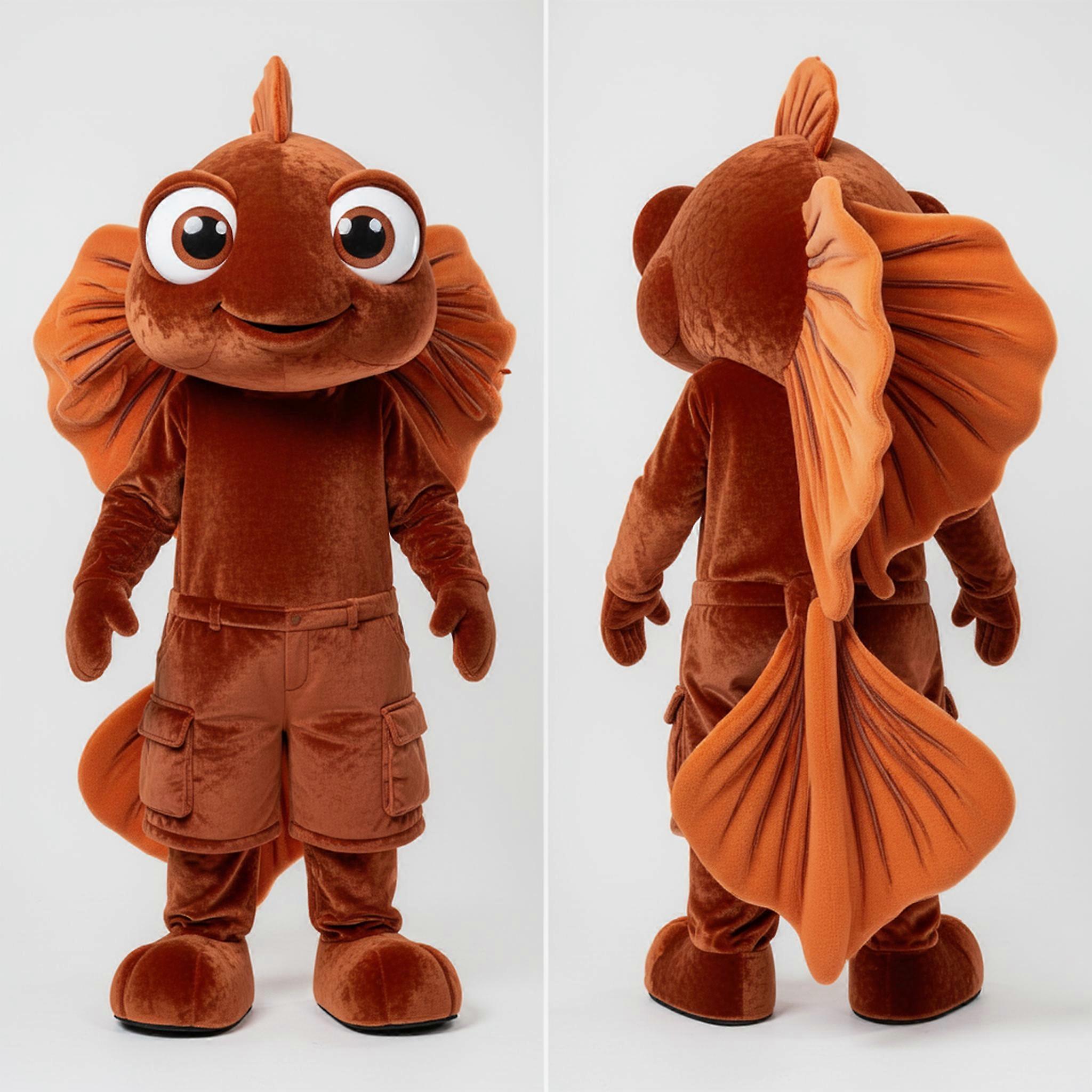 MASTICOT Rust Orange Flowing Betta Fish Mascot