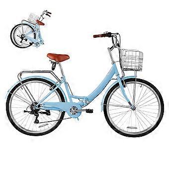 Damenfahrrad, 26 Zoll, faltbares Strandcruiser-Fahrrad, 7-Gang-Citybike für Erwachsene mit Stahlrahmen, Tragkraft bis 150 kg, Hellblau