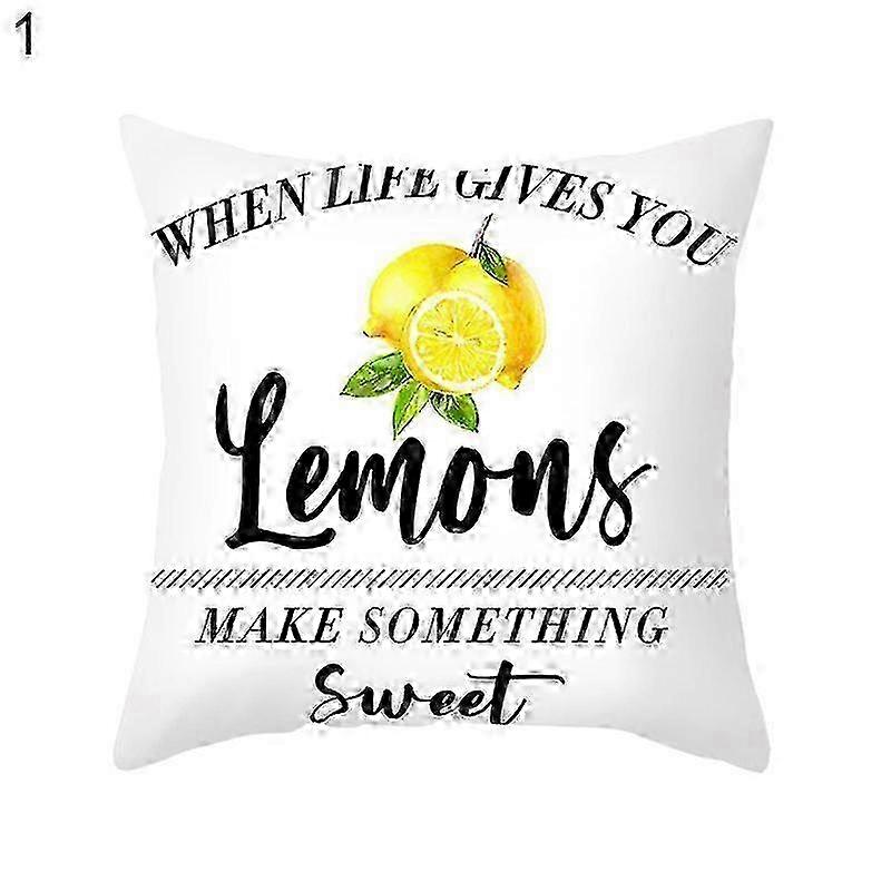 Lemon Print Linen Pillow Case