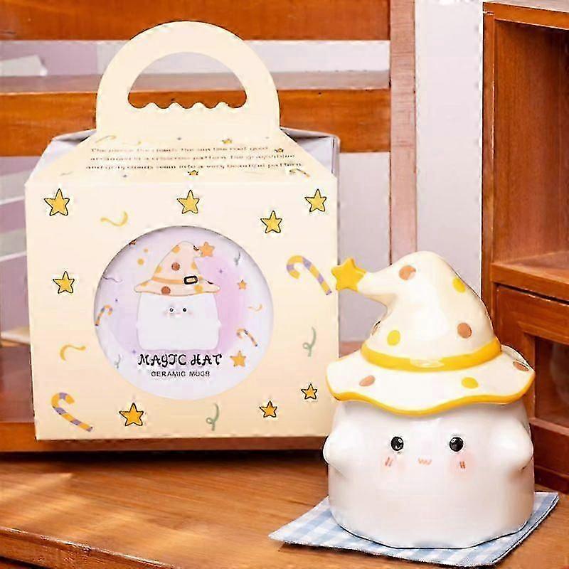 Witch Hat Ghost Pattern Ceramic Halloween Mug, Coffee Cup, Party Gift
