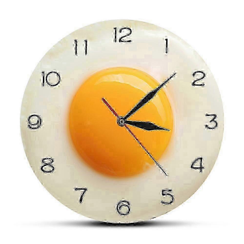 White Yellow Fried Egg Clock