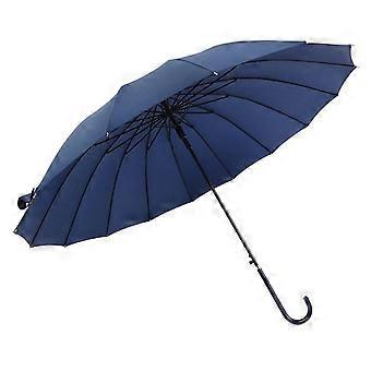 Windproof Automatic Umbrella 16 Rib Leather Handle Straight Umbrella for Rain and Sun