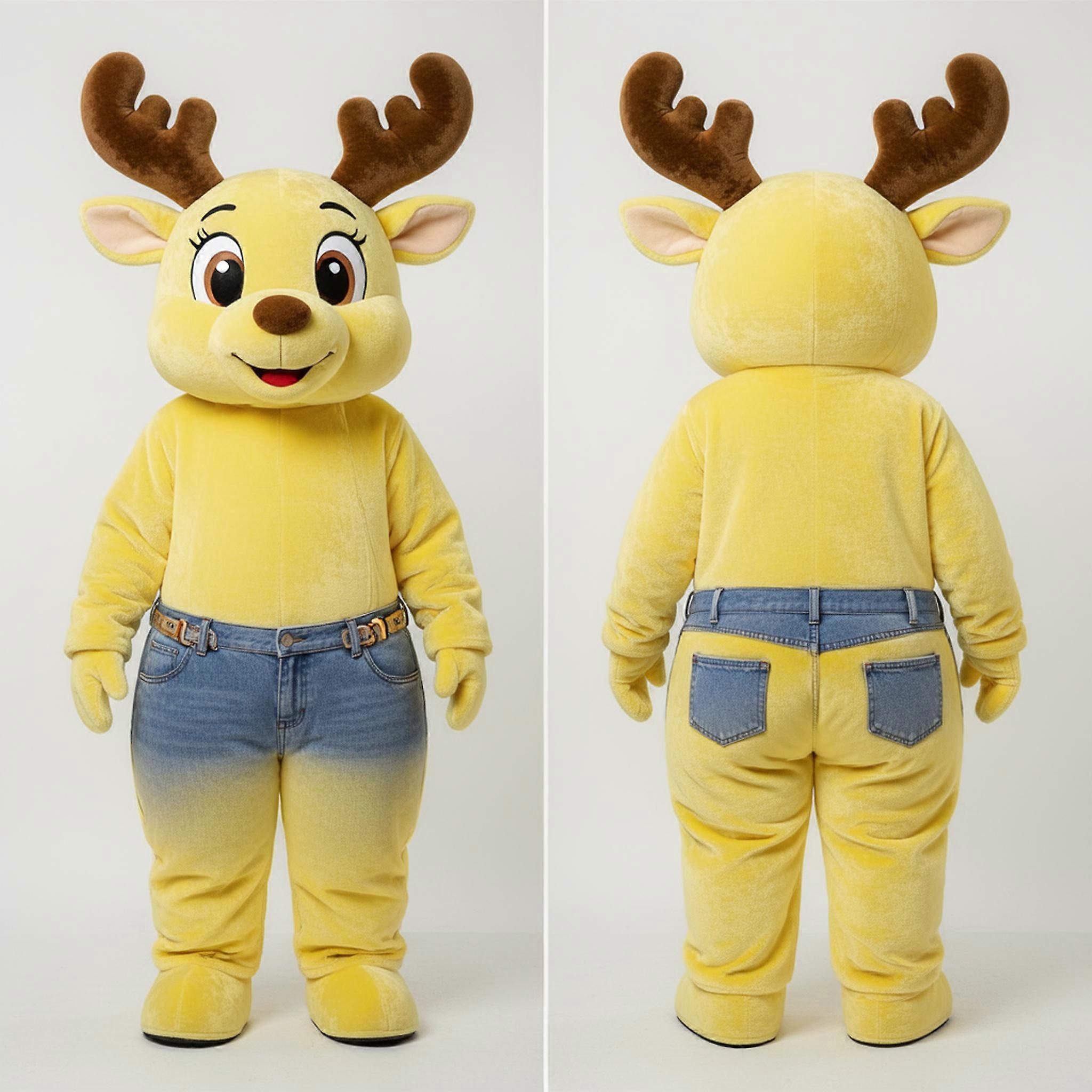 MASTICOT Lemon Yellow Friendly Reindeer Mascot
