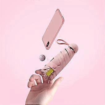 Compact Windproof Travel Umbrella for Adults, Pink Folding Design with Rain and Sun Protection