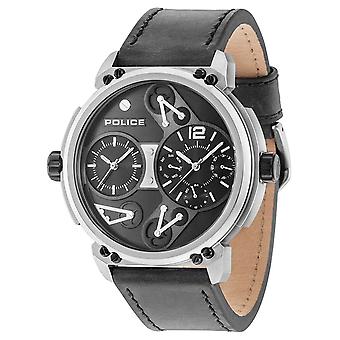Polizei Uhren Steampunk Quarz Analog Man Uhr mit Kuhfell Armband PL.14693JS-02A