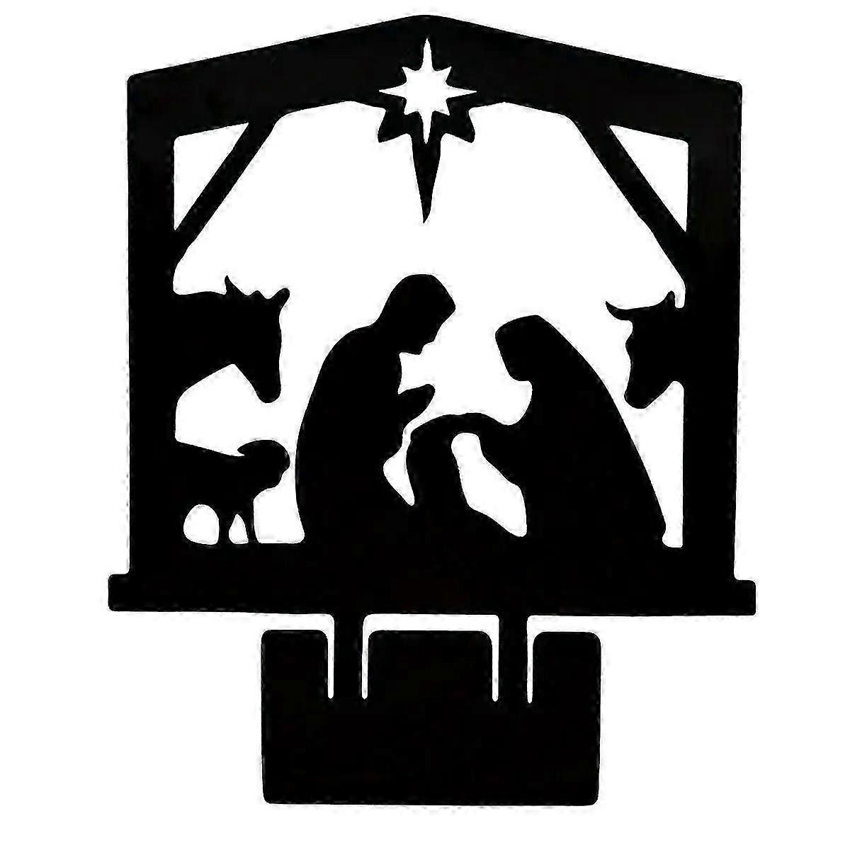 Garden Nativity Silhouette Iron Panel