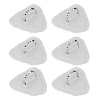 6 stk. D-ring-fester med elastisk tau, sett med PVC og rustfritt stål, strikksett for oppblåsbare båter, kanoer, kajakker, surfebrett, paddleboards, grå.