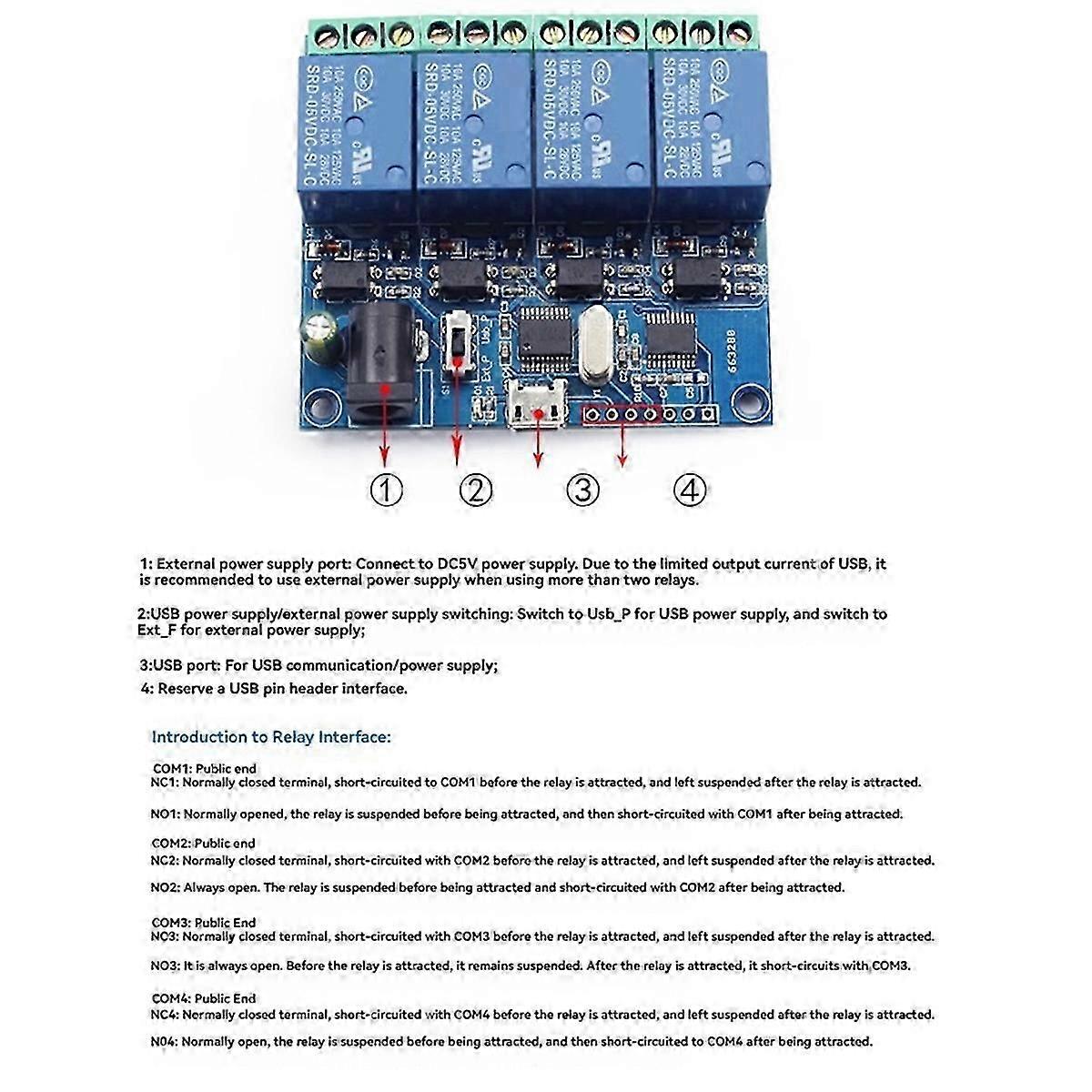 4 Channel USB Relay Module LCUS-4 Intelligent Control Relay Smart Switch USB 5V Smart Switch