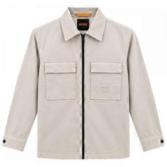 Men's Hugo Boss Casual Hugo Boss Men's Beige Lovel Zip Overshirt
