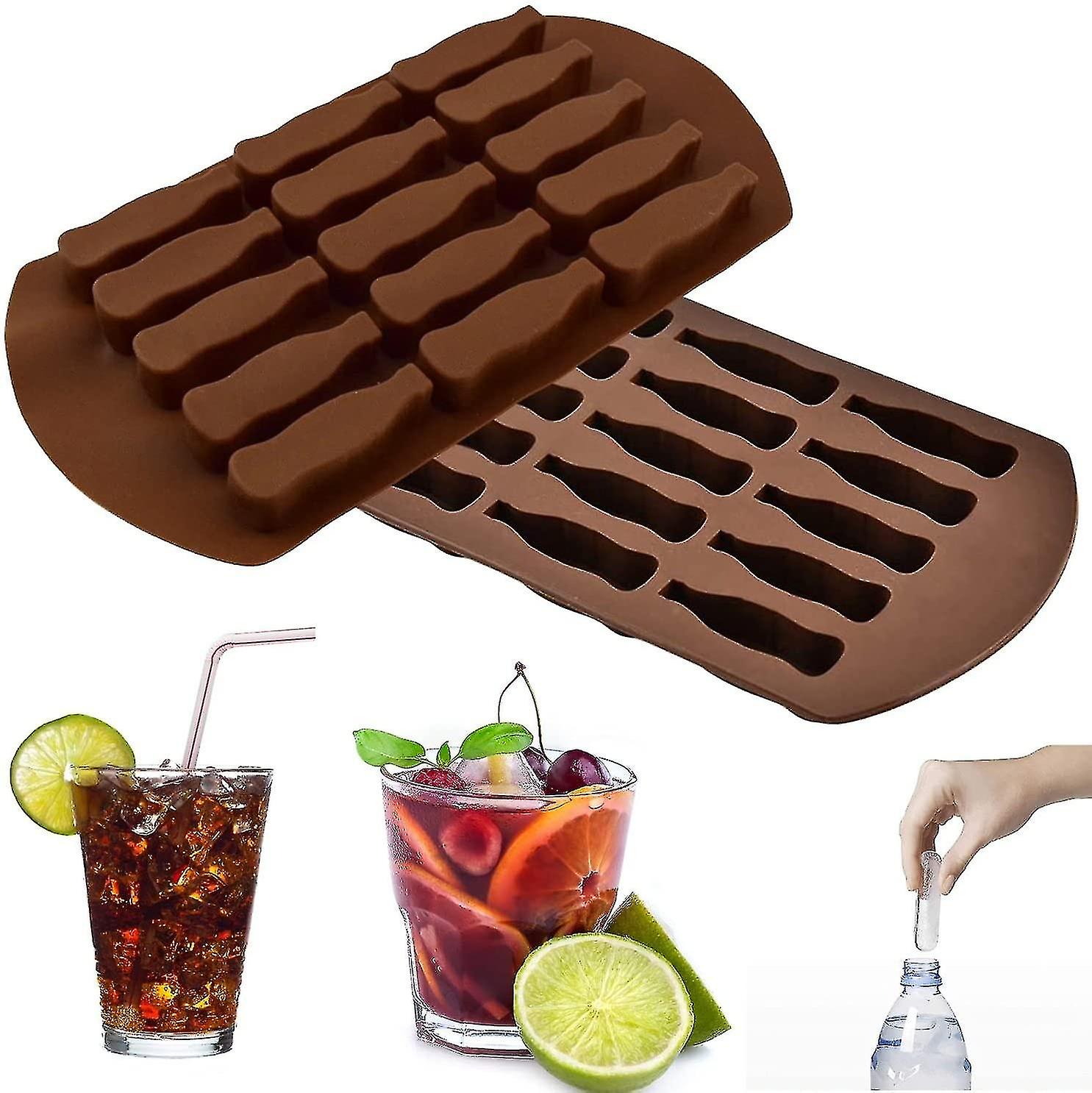 Set Of 2 Easy Release Silicone Ice Cube Trays, Bpa Free, Flexible A