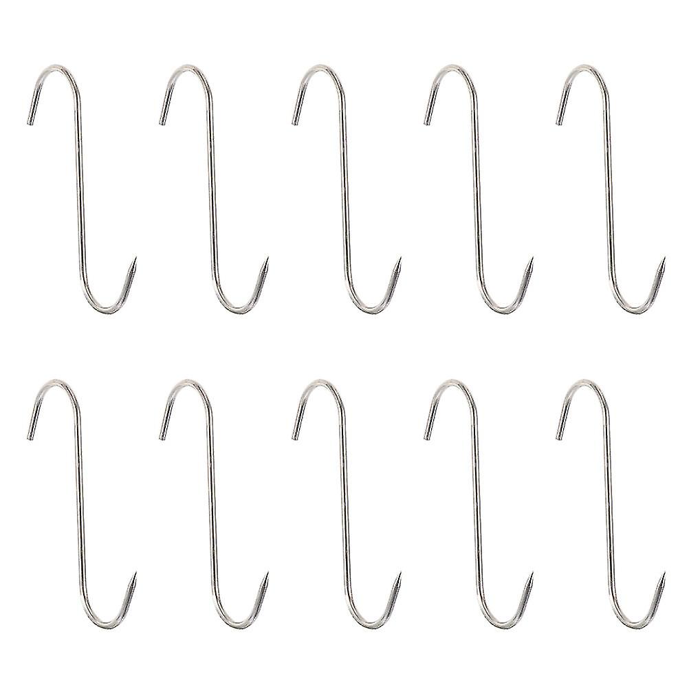 10pcs Meat Hooks Stainless Steel Wall Hooks S-shaped Hooks Kitchen Gadget