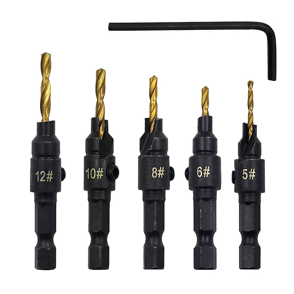 5pcs Countersink Drill Bit Set High Speed Steel