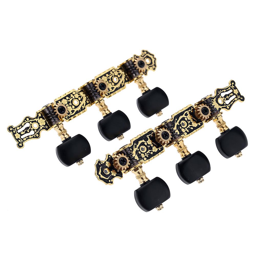 1pair(left + Right) Classical Guitar Tuning Key Gold /black Plated Peg Tuner Machine