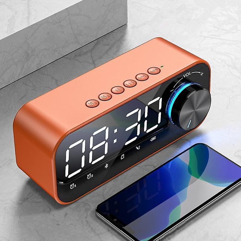 Fm Radio Bluetooth Speaker Wireless Led Mirror Alarm Clock Speakers Desketop Music Subwoofer Mini Portable Loudspeaker Support Tf Card Player