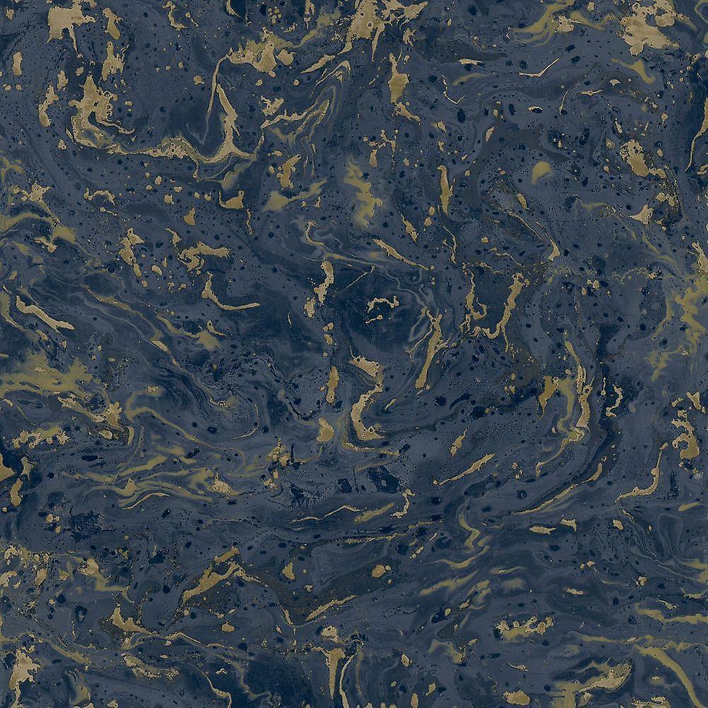 Grandeco Marble Navy Wallpaper