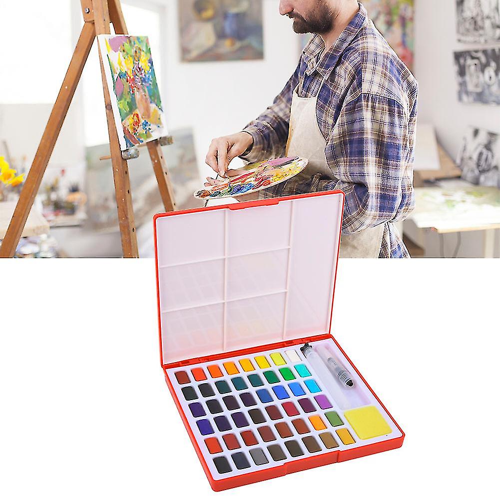 Colorful Art Solid Watercolor Paints Paint Box With Paintbrush Pigment Set (48 Colors)