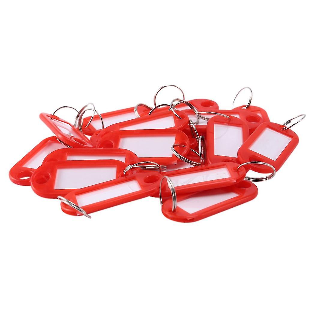 20 Pcs Assorted Key Id Label Tags Split Ring Keyring Keychain (red).