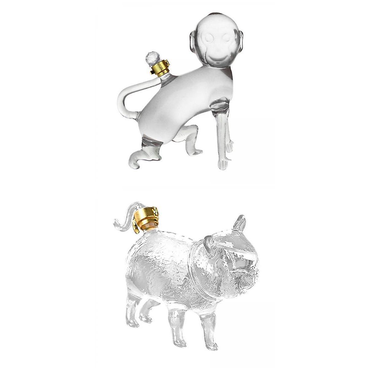 2x Monkey and Cat Design Whisky Decaffer Clear för julklappar