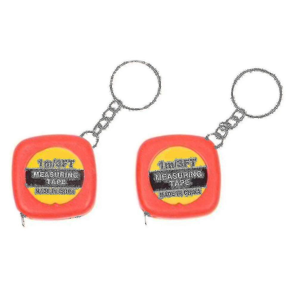 2 Pcs Multifunction Red Case 1 Meter 3 Feet Mini Tape Measure W Key Ring
