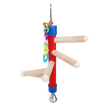 Bird Toy With Colorful Buttons Easy-to-install Wooden Parrot Standi...