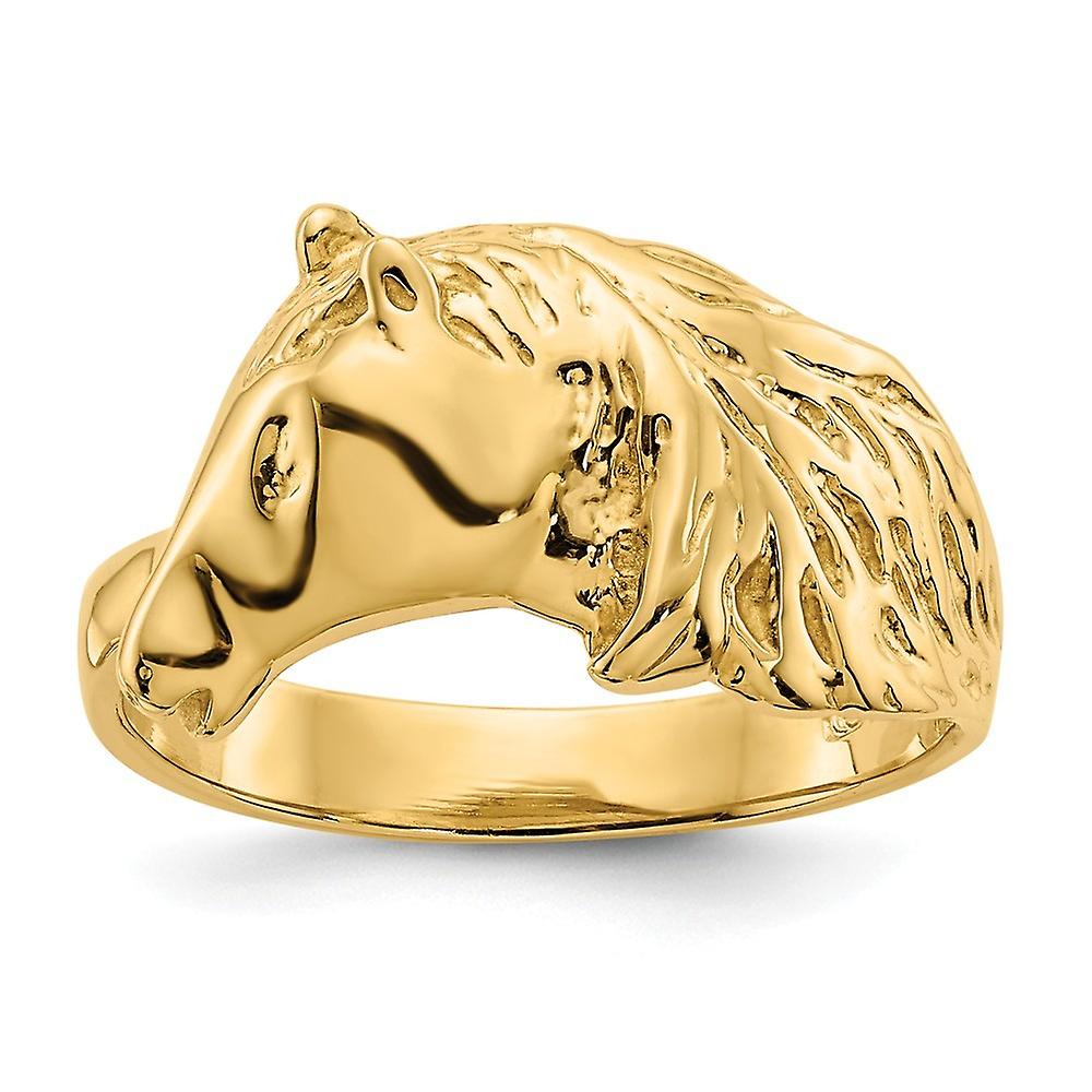 14k Yellow Gold Solid Polished Horse Head Ring Size 7.00 Band Style-Ring for Women