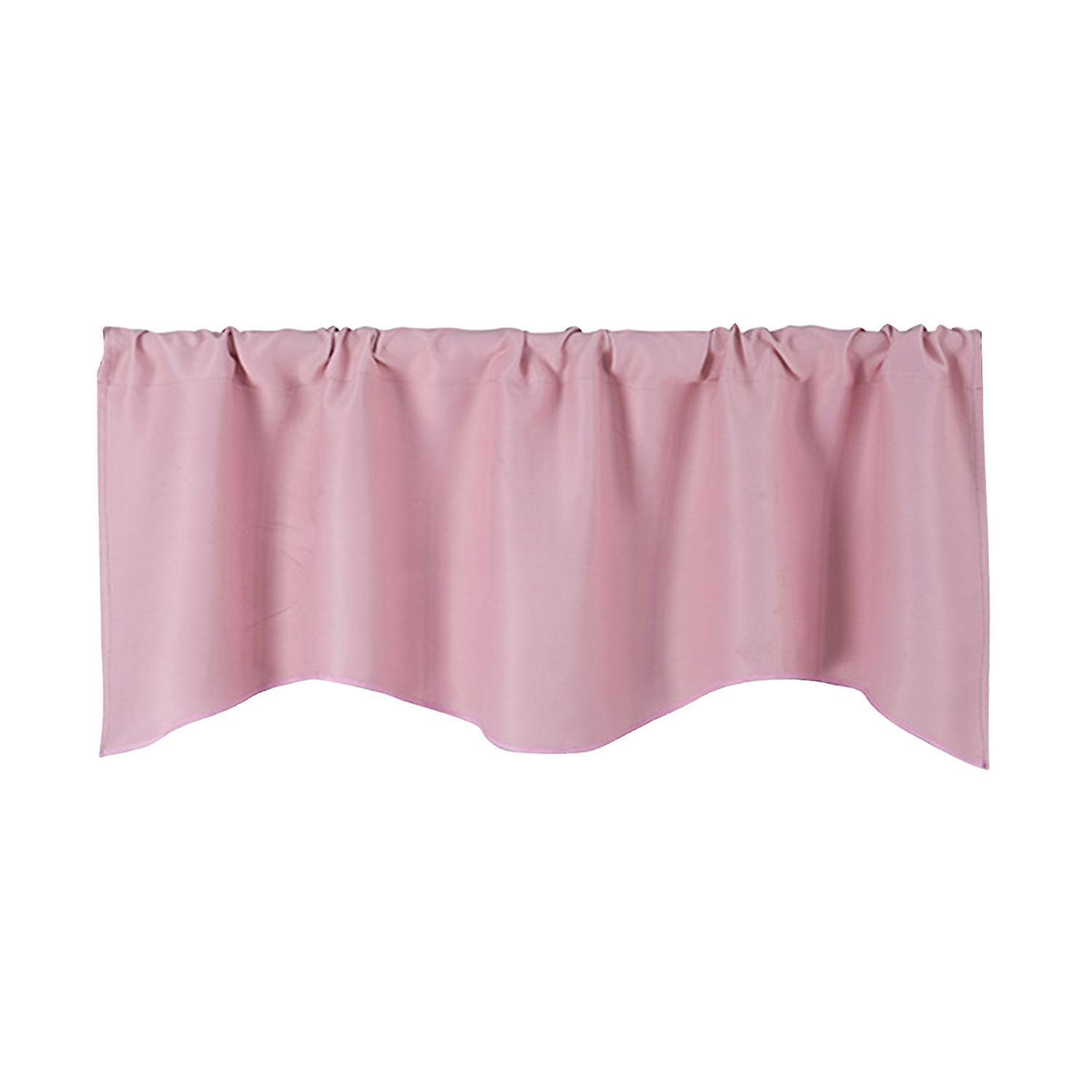 ZHOUBA Solid Color Through Rod Short Curtain Home Room Balcony Kitchen Window Valance