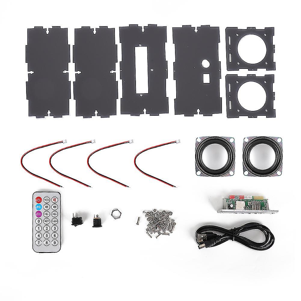 Gray Bluetooth Speaker DIY Kit with 3W Stereo Sound and Remote Control - Compact Design