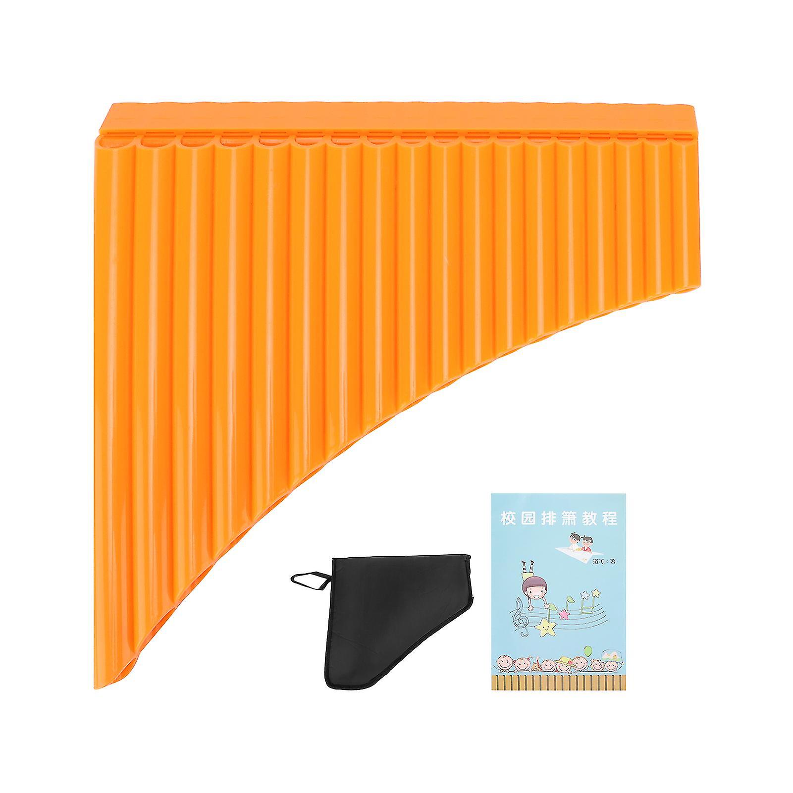 Flûte de Pan en do avec sac de transport en carton pour enfants, adultes, débutants, personnel enseignant, orange, 18 tuyaux