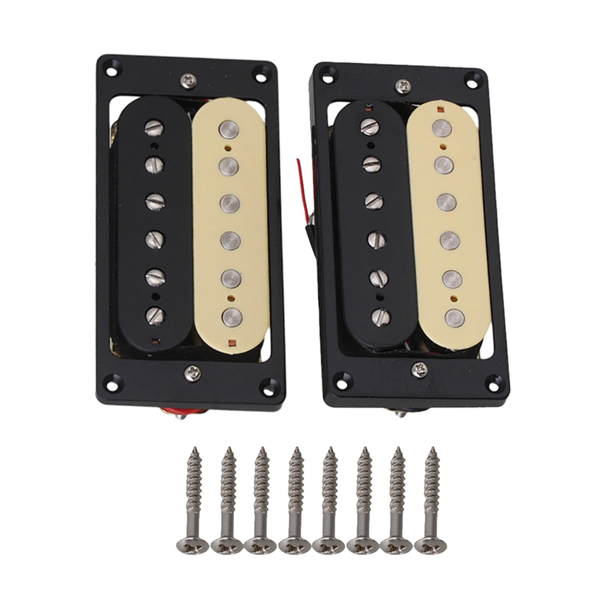 Black And Cream Guitar Neck & Bridge Humbucker Pickups & Surrounds