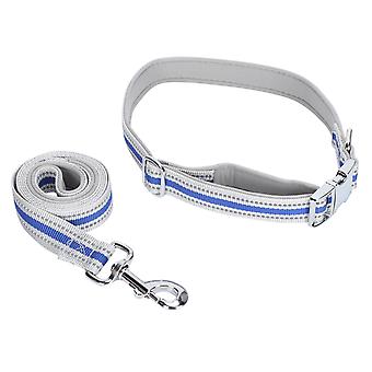 Collari in nylon riflettente per cani da esterno con fibbia a sgancio rapido e set di guinzagli abbinatiDark Blue S