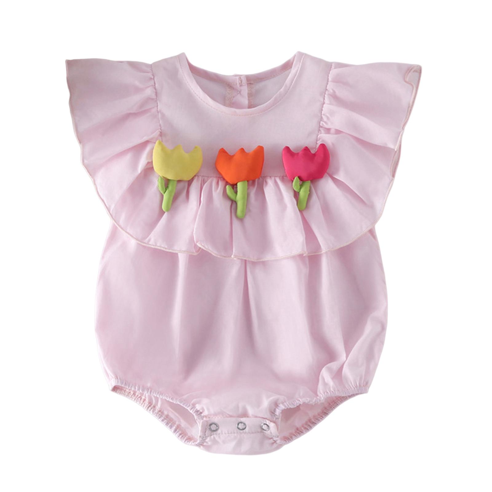 Newborn Romper Super Soft Sleeveless Crew Collar Lint Free Decorative Cotton Summer Indoor Infant Romper Suit Toddler Clothing for Newborn