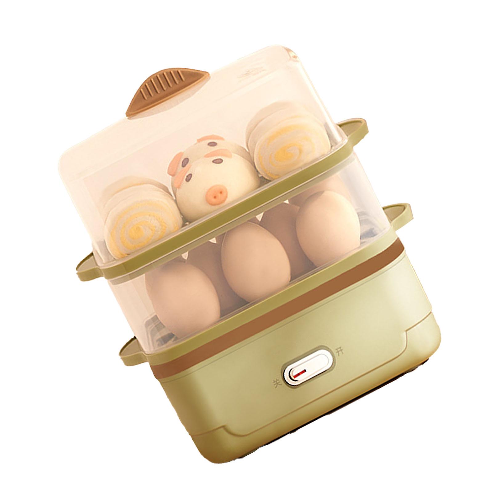 Double Layer Egg Cooker Plastic Green Electric Egg Boiler Maker for Egg Steamed Bread 