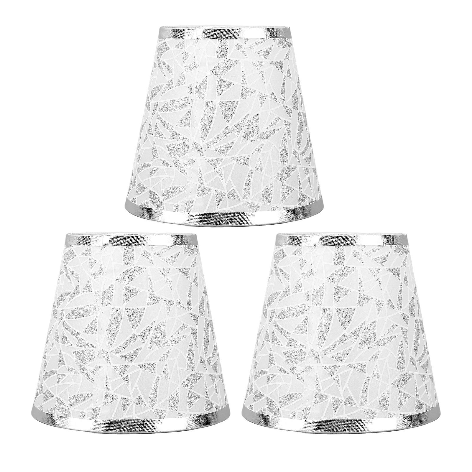 Clip-on Fabric Lampshade, Modern Design, Cylinder Shape, for E14 Bulb, Chandelier, Wall Light, 3 Pieces, Silver