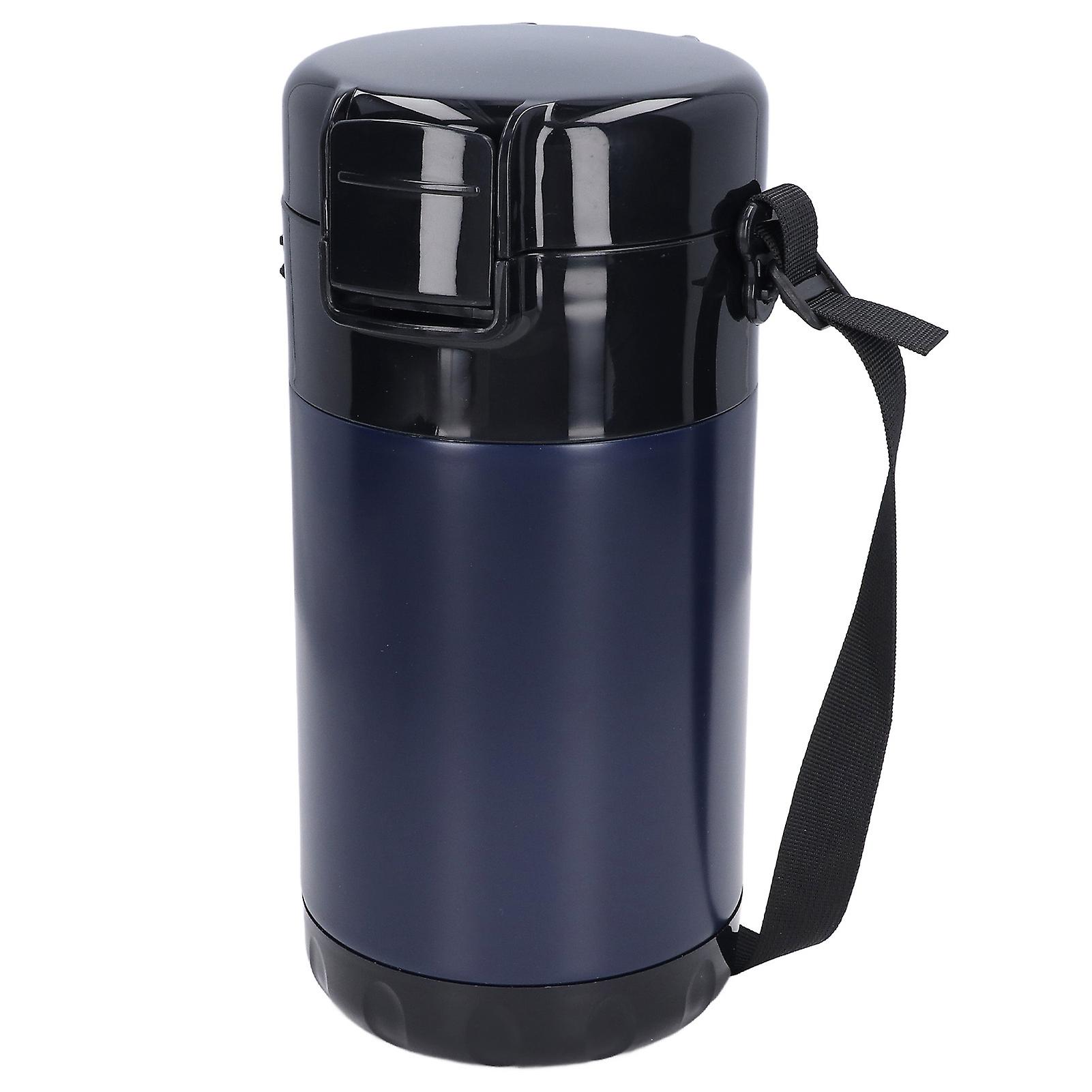 2.6L Thermal Food Container: 304 Stainless Steel, 4-Layer Vacuum Bento Lunch Box with Convenient Handle for School, Work, and Travel(Dark Blue)