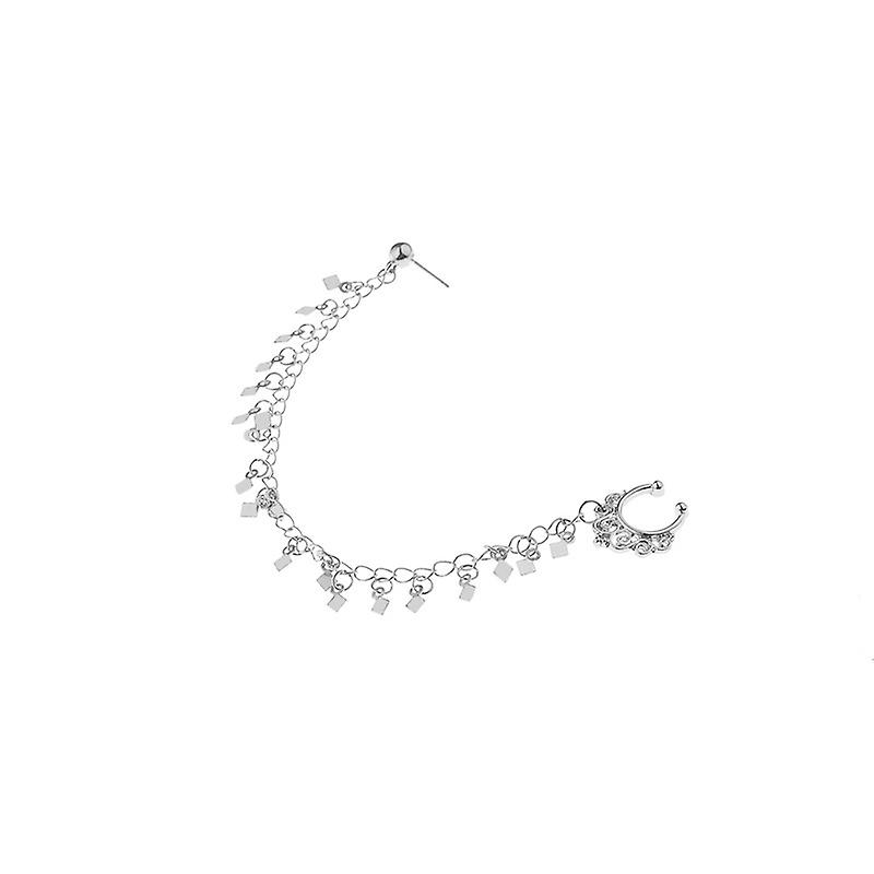 Nose Chain Stainless Steel Nose Chain Piercing Across Nose Cubic Zirconia Nose Studs with Chain Nose Piercing Chain Jewelry for Women Men