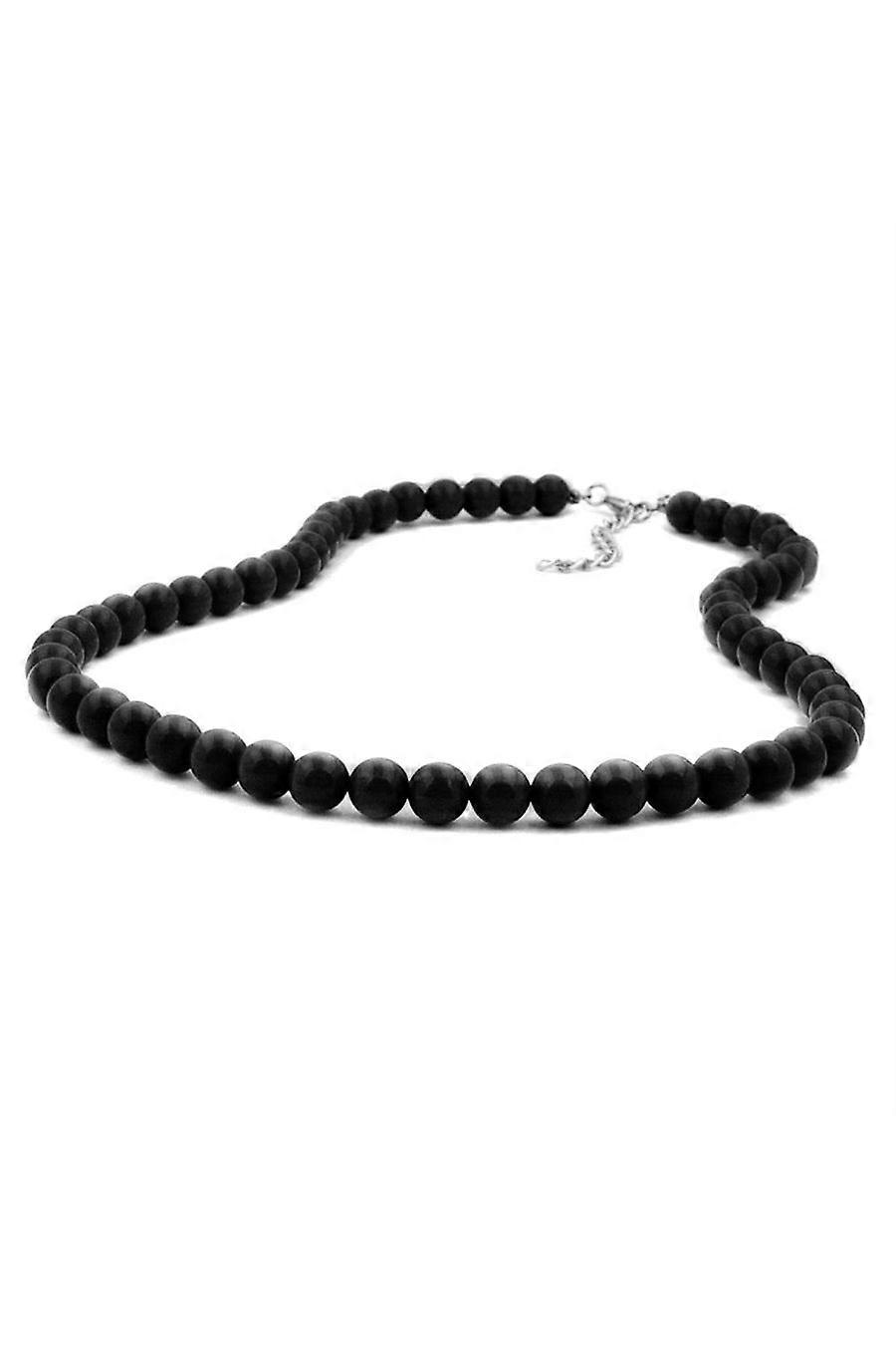 Necklace 8mm Beads Black-shiny 42cm - Gl06786