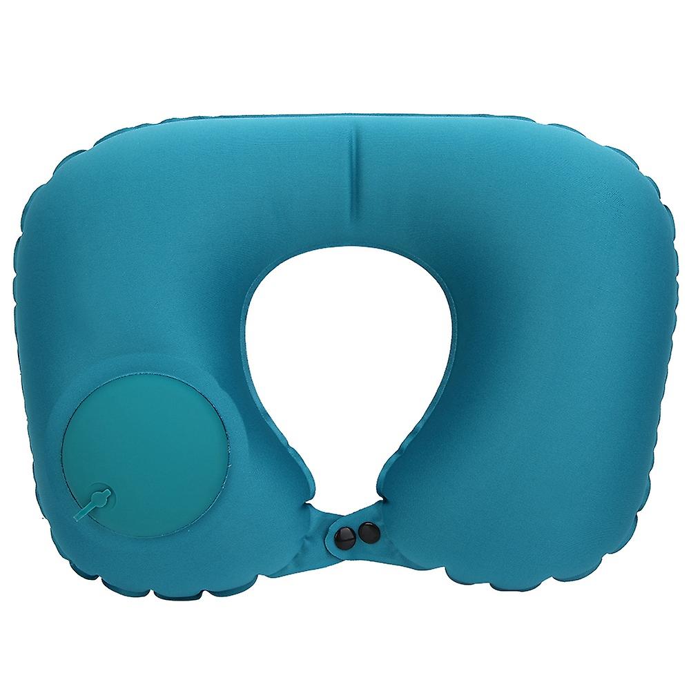 Automatic Inflatable U Shape Neck Pillow Portable Cushion Neck Support Pillow (Dark Green)