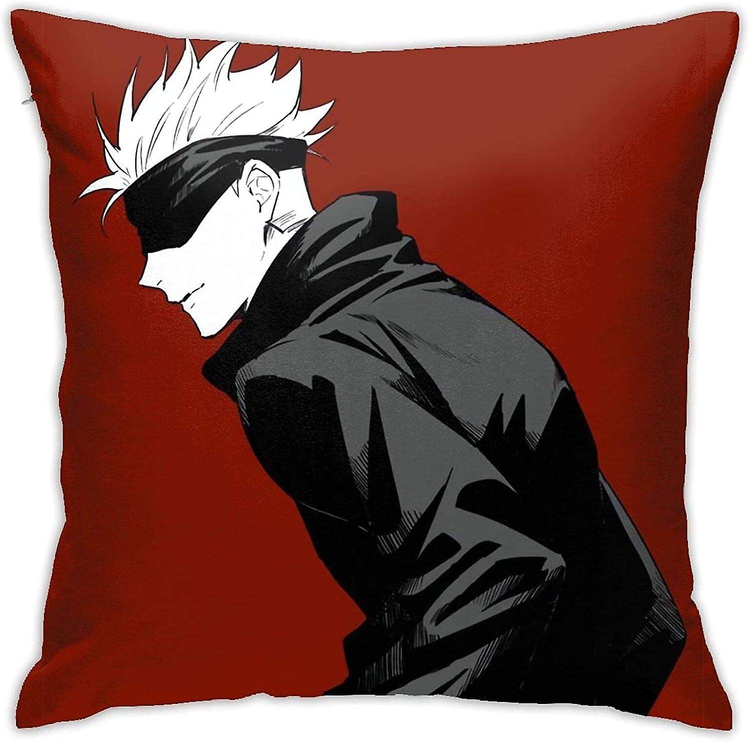 アニメ柔術廻戦五条悟スロー枕カバー18 x 18インチ収縮防止シンプルな枕カバークッションカバーソフト装飾スロー枕AA-4