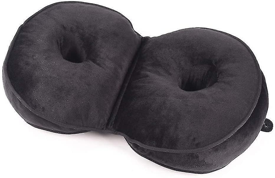 Dual Comfort Cushion Hip Shape Folding Pillow Fits Car Seat, Home Office Chair(black)